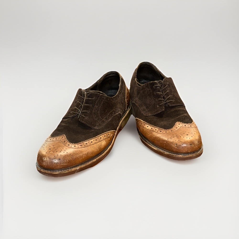 Lands' End Brogue Oxford Brown Leather Dress Shoes Men's US 12D
